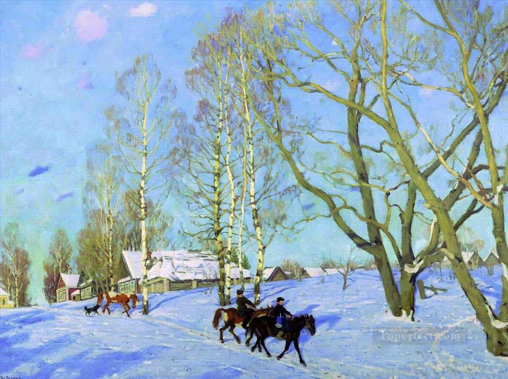 the march sun 1915 Konstantin Yuon winter lanscape Oil Paintings